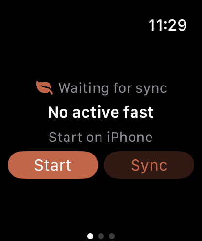 Apple Watch view showing Fasta fast status.